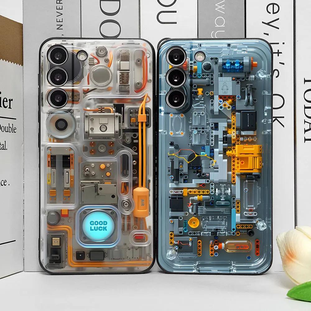 Advanced Circuit Board Phone Case for Samsung Galaxy S25 Edge S24 S23 S22 S21 S20 Ultra Plus FE A55 Shockproof Soft Cover Fundas