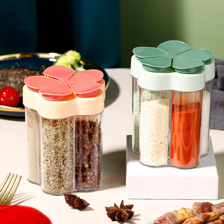Five-in-One Spice Jar Set: Compartmentalized, Sealed Storage with Controllable Pour Lids