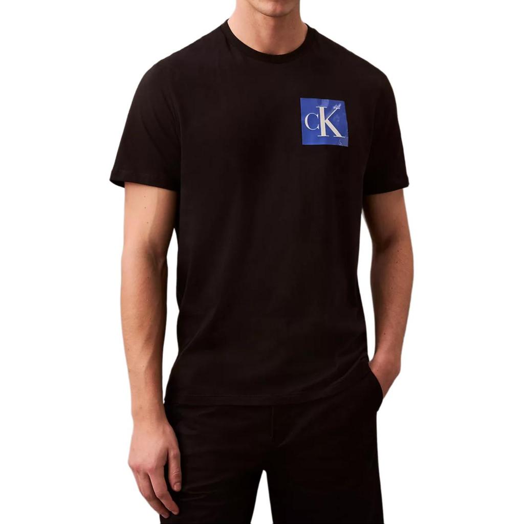 Calvin Klein Minimalistické Pohodlné Všestranné Kostkované Tričko s Krátkým Rukávem Pánské Topy Černé 4RB837G-001