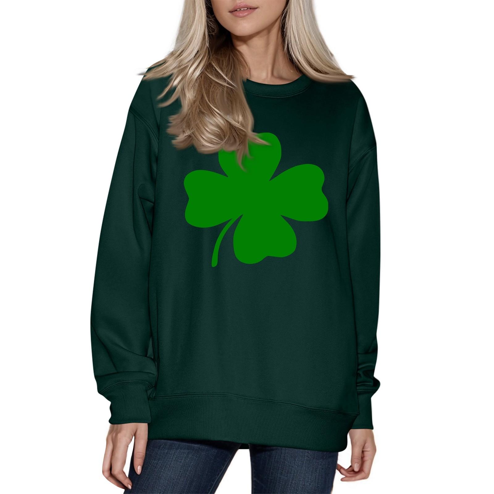 

Жіночий модний повсякденний топ з довгим рукавом, з принтом, з круглим вирізом, світшот XL зелений