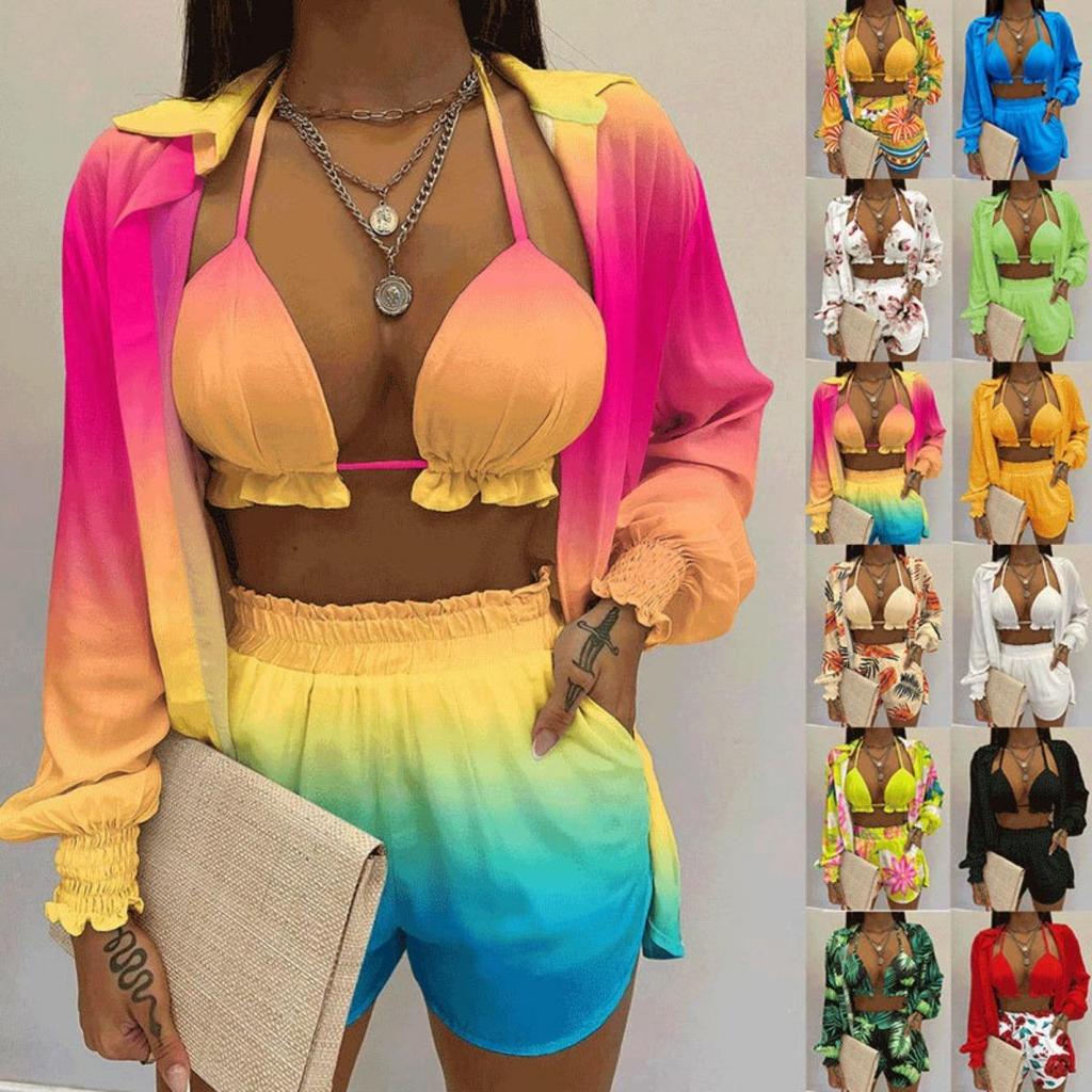 Women's Sexy Three Piece Suit,Beach Fashion Shorts Suit