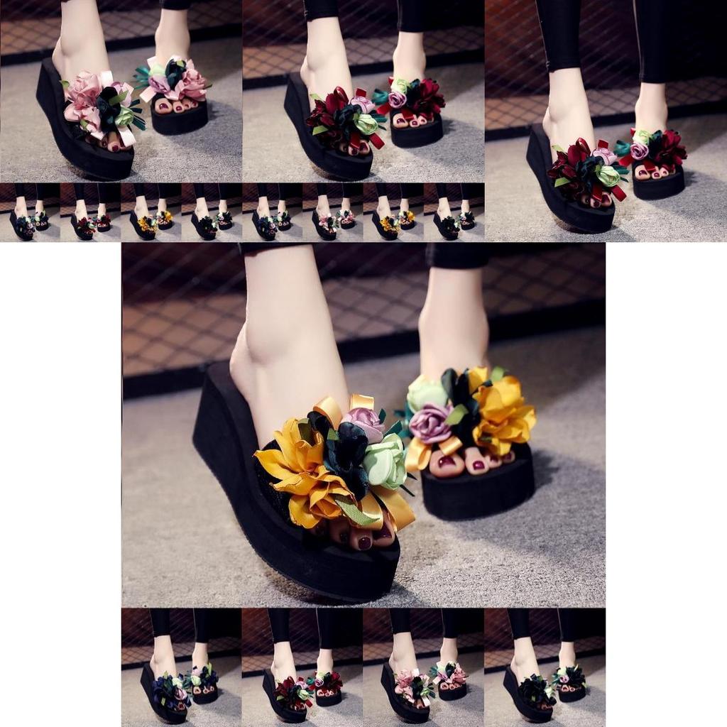 Elegante Damen Bohemian Stil Applikationen Blumen Knospen Hausschuhe Für Strand Spaß