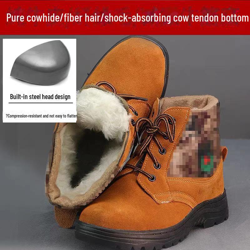 Extra Thick Wool and Real Cowhide Snow Boots - Non-Slip, Cold-Proof Cotton Boots 39