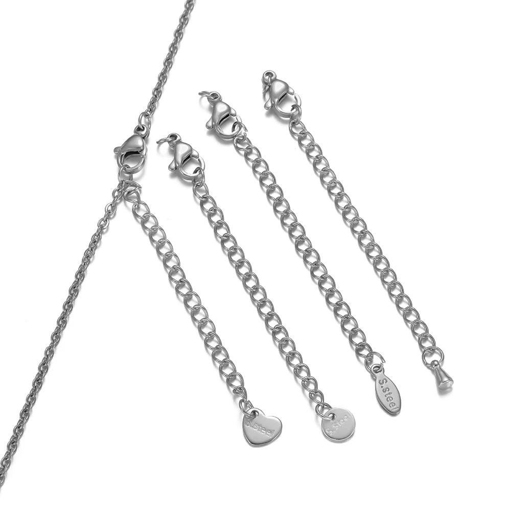 10pcs Stainless Steel Lobster Clasps 5cm Extension Extended Tail Chains for DIY Jewelry Making Bracelet Necklaces Connectors