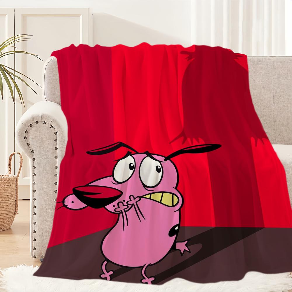 Cartoon C-Courage the C-Cowardly D-Dog Blanket Plush Nap Sofa rug for Living Room Office Bedroom Birthday Home Travel Kid Gifts