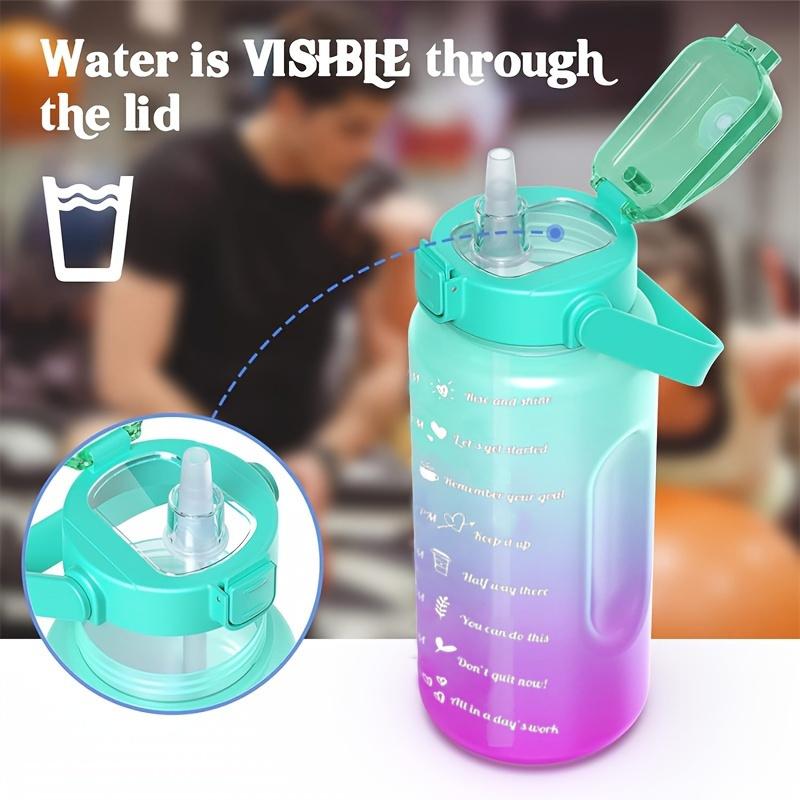 Waterfles 2 Liter Blijf Gehydrateerd Gemotiveerd Lekdicht Plastic Sportfles Herinneringstijden Sporten Buiten Fitness Kantoor Binnen