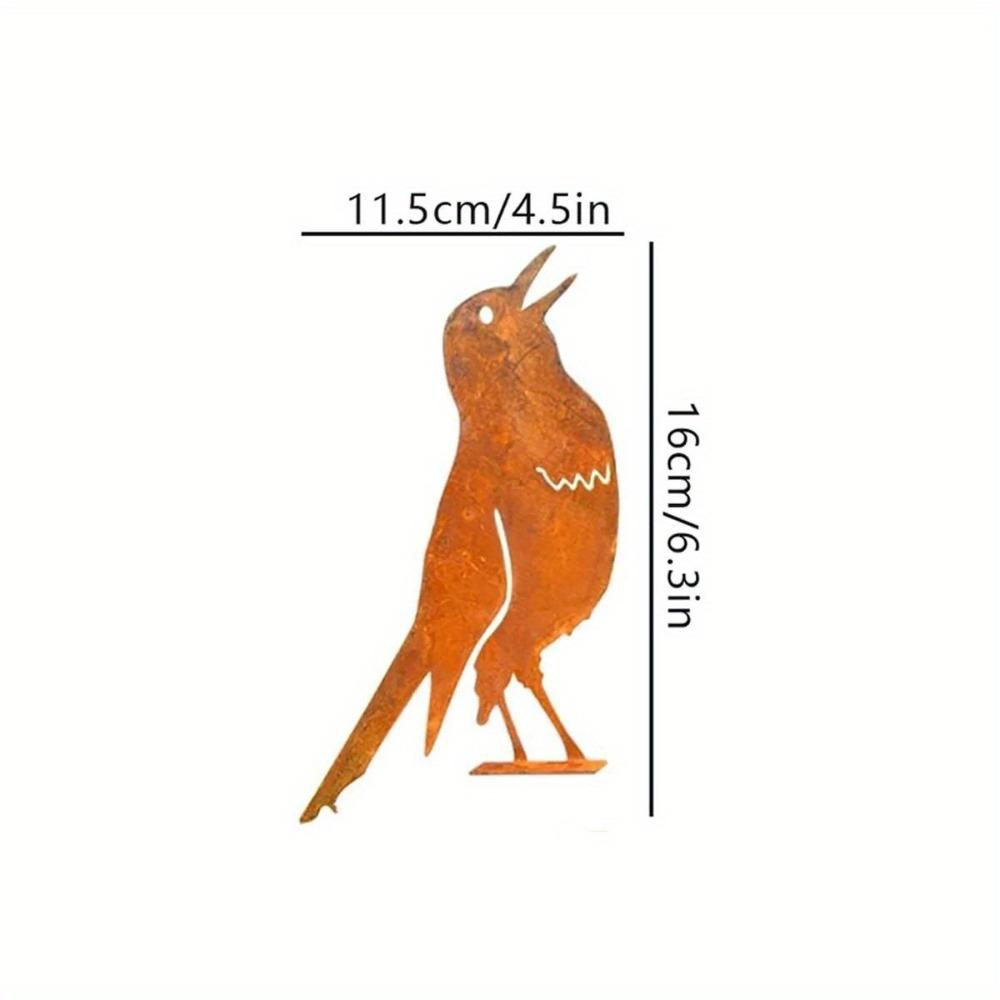 Metal Garden Ornaments Rusty Bird Silhouette Patina Figurines Outdoor Statues for Patio Yard Wall Sculptures