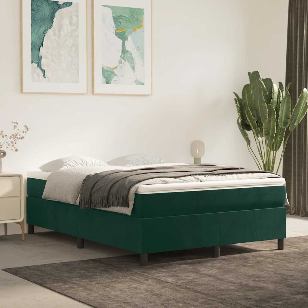 Vidaxl Bedframe Zonder Matras, Donkergroen, 140X200 Cm, Fluweel