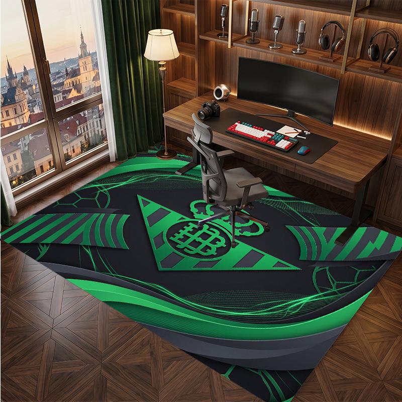 Real Betis Football Print Crystal Velvet Rug, Comfortable Water Absorbent Non Slip Indoor Floor Carpet