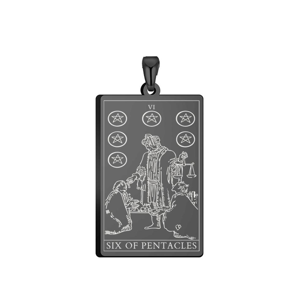 Dawapara Pentacles Tarot Card Pendant for Necklace Stainless Steel Golden Black Jewelry Accessories Charms Pendants