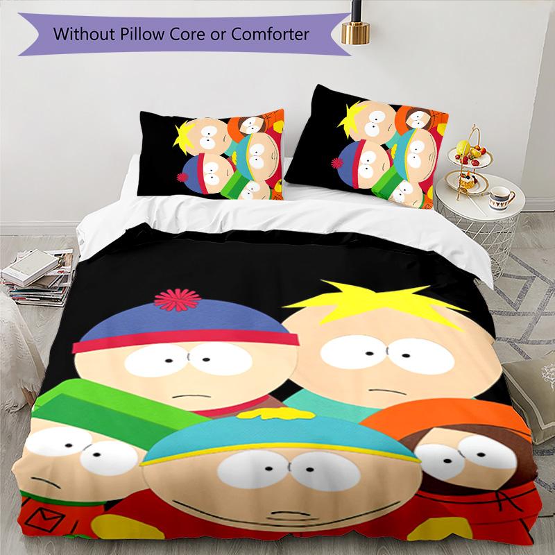 South Park 3pcs Bedding Set Duvet Cover Closure Includes 1 Duvet Cover & 2 Pillowcases for All Seasons Bedroom Home Dorm Decor