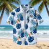2026 Nuevas Flores Árbol de Coco Hombres Camisa Hawaiana 3D Verano Playa Manga Corta Camisa Cuello Solapa Botón Único Camisa Tallas Grandes