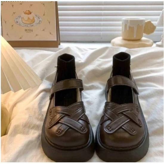 Women's Round Toe  Spring New Style Deep Mouth Literary Lady Campus College Style Height Increase Large Size Single Shoes