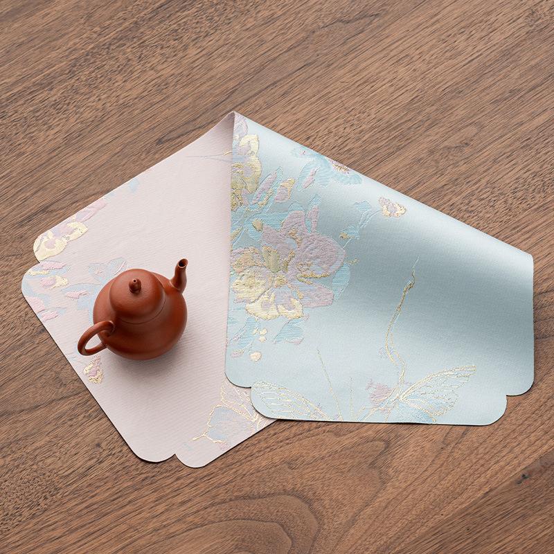 Chinese Style Waterproof Double-sided Dry Brocade Tea Mat Handmade Fabric Retro Teapot Table Mat Cup Mat Tea Table Cloth New