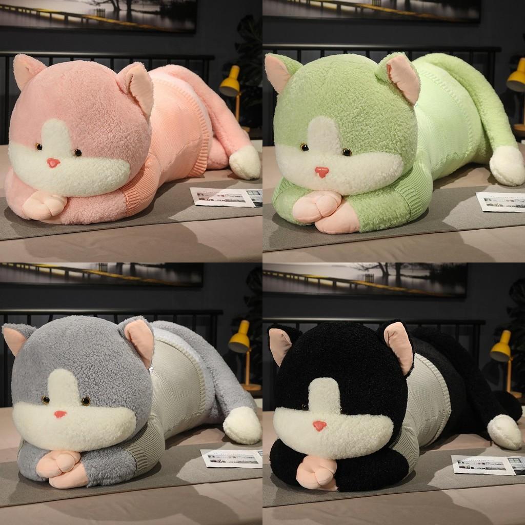 Wear Lying Sweater Cat Plush Toy Stuffed Animal Doll Cartoon Gift Decoration
