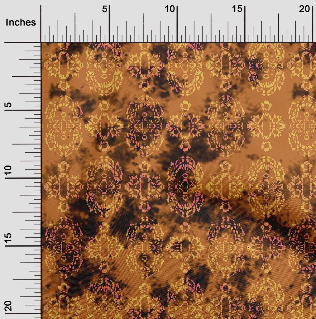 oneOone Cotton Flex Brown Fabric Batik Fabric For Sewing Printed Craft Fabric By The Yard 40 Inch