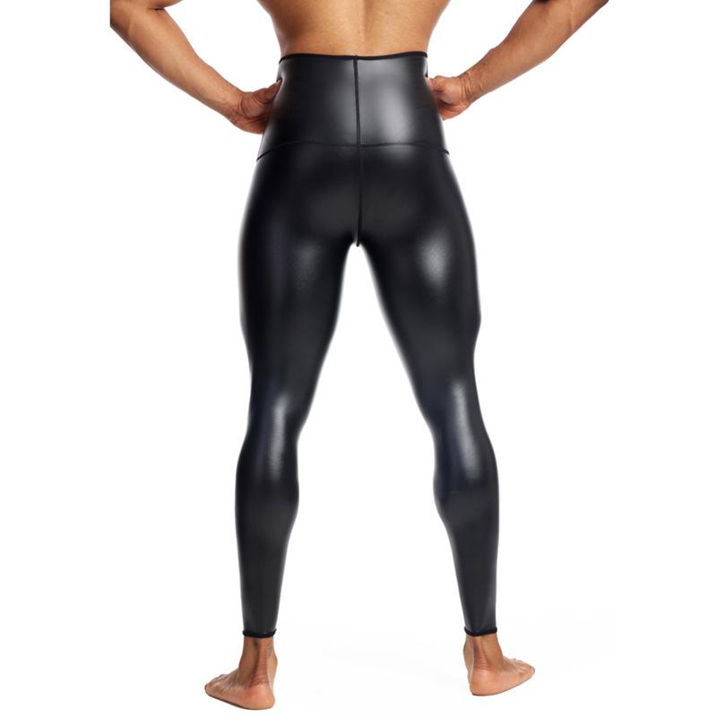 Pantaloni in Pelle a Nove Punti Uomo Vita Alta Ispessiti Elastici Modellanti Sollevamento Glutei