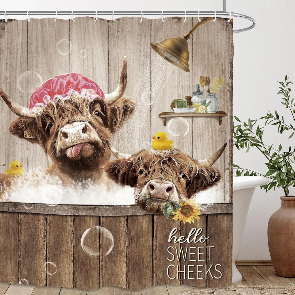 Cute Funny Dog Shower Curtain Cat Riding Dinosaur Funny Pet Cartoon Shower Curtain Boys Girls Bathroom Decor Shower Curtains