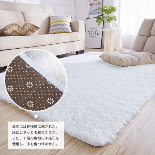 Leesentec Fluffy Washable Rug, Nordic Style, Non-Slip, Soundproof, Antibacterial, Odor Resistant, Long Pile, Compatible with Air Conditioning and Unde