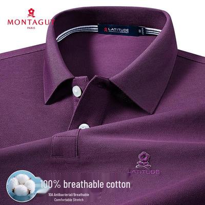 MONTAGUT Men's 10A Antibacterial 100% Cotton Short Sleeve Polo Shirt