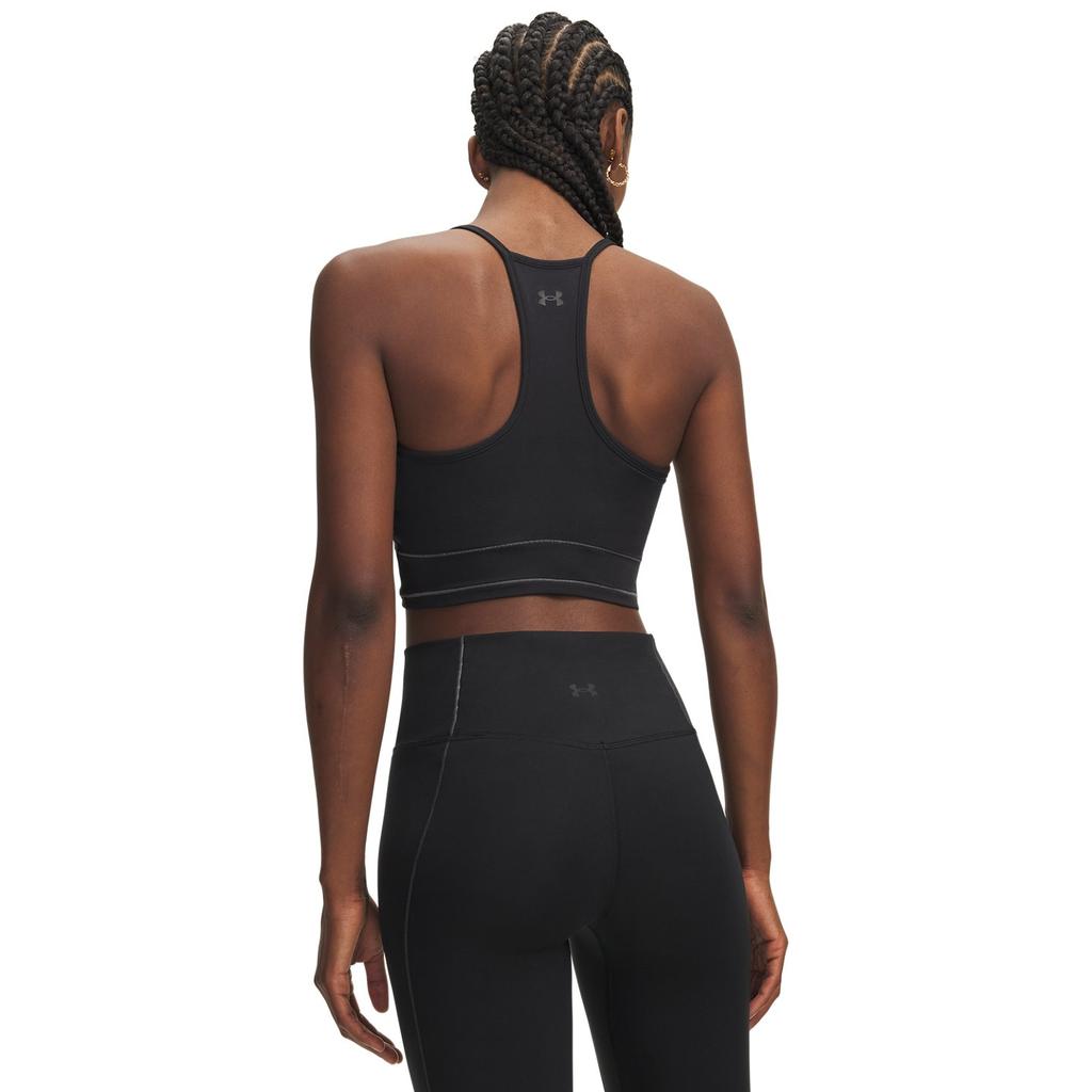 Under Armour Meridian Support High Elastic Training Fitness Running Fitted Solid Color Simple Thin Strap Slim Sports Vest Women tops Black 6011230-001
