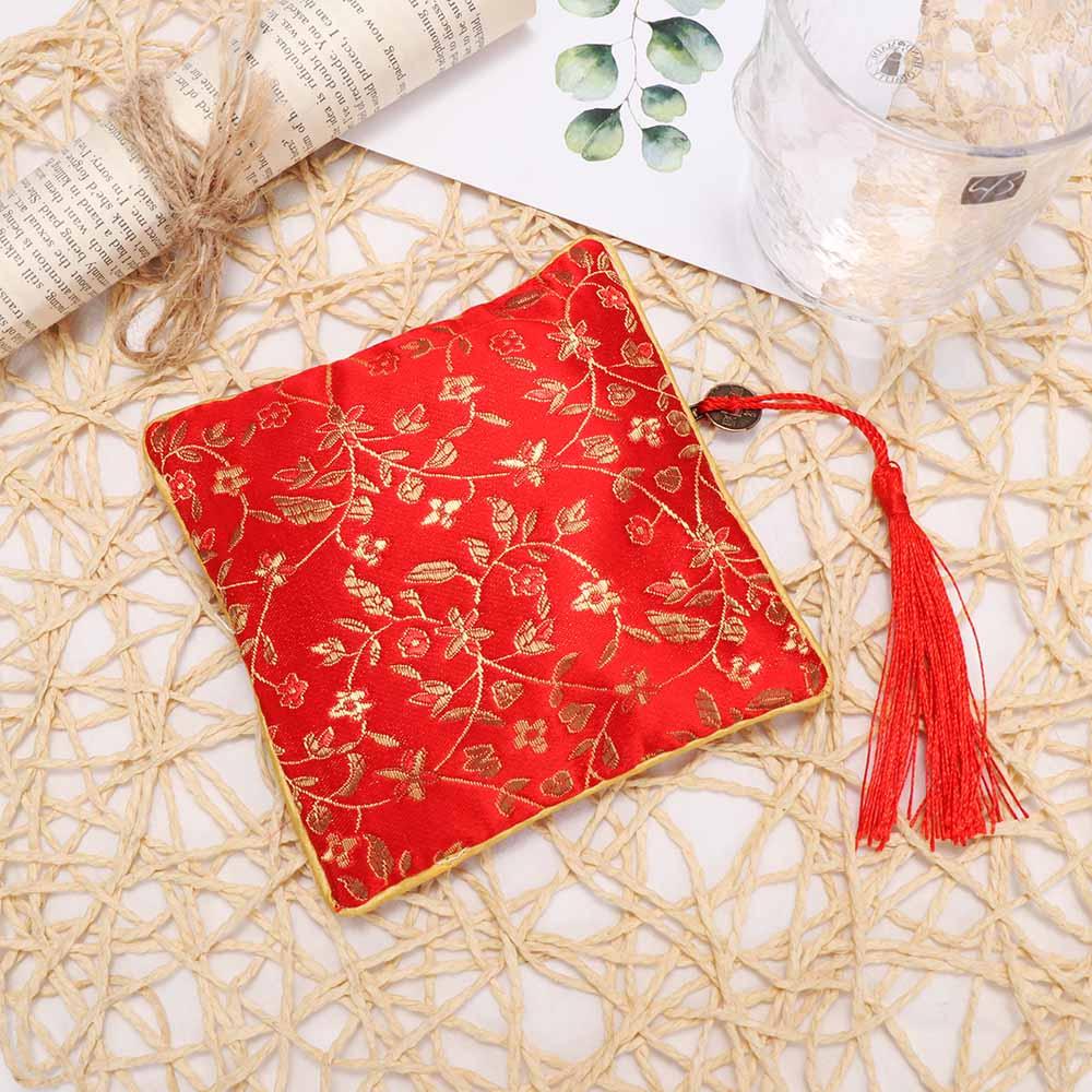 Buddhist Plate Packaging Quartet Zipper Brocade Fabric Floral Handbags Tips Bag Wallet Jewelery Bag