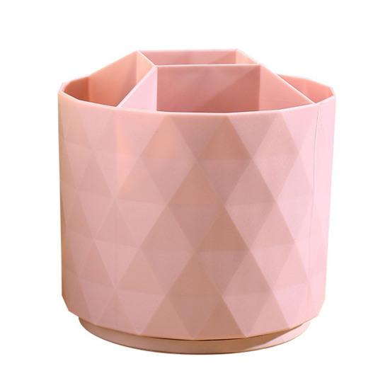 

Держатель для ручек, вращающийся многофункциональный отсек для кистей, ящик для хранения кистей для макияжа, портативный настольный косметический органайзер, держатель для кистей для губной помады розовый