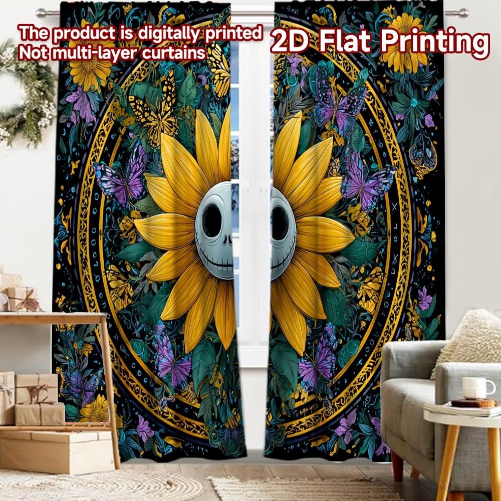 

2pcs, 2D FLAT PRINTING Curtains (Without Rod) Moonlit Bloom Festive Fashion Curtains Versatile Durable Polyester Curtains All 52.50 × 116.00 cm 2 pcs
