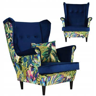 Fotel Uszak Ari Print Duo Skandynawski Tropikalny Jungle
