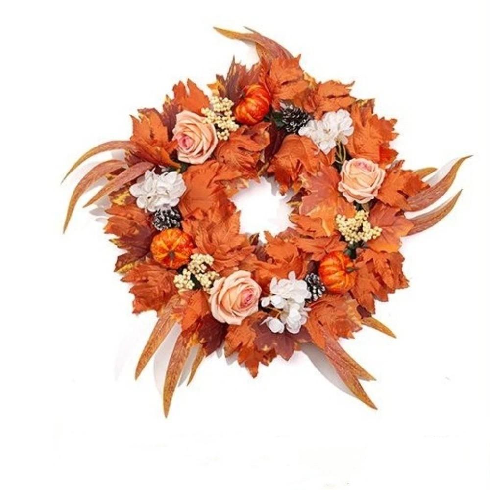 Autumn Maple Leaf Door Wreath Rustic Style Artificial Wreath Fall Wreath Farmhouse Decor