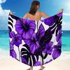 1 pièce Paréo de Plage Floral Hibiscus Violet Fabriqué en Fibre Ultra-Fine Super Douce - Grand, Très Absorbant et à Séchage Rapide