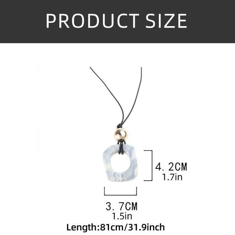 Handmade Wood Tribal Pendant Necklace Unique Resin Necklace Long Rope Necklace Suitable for Men and Women Present