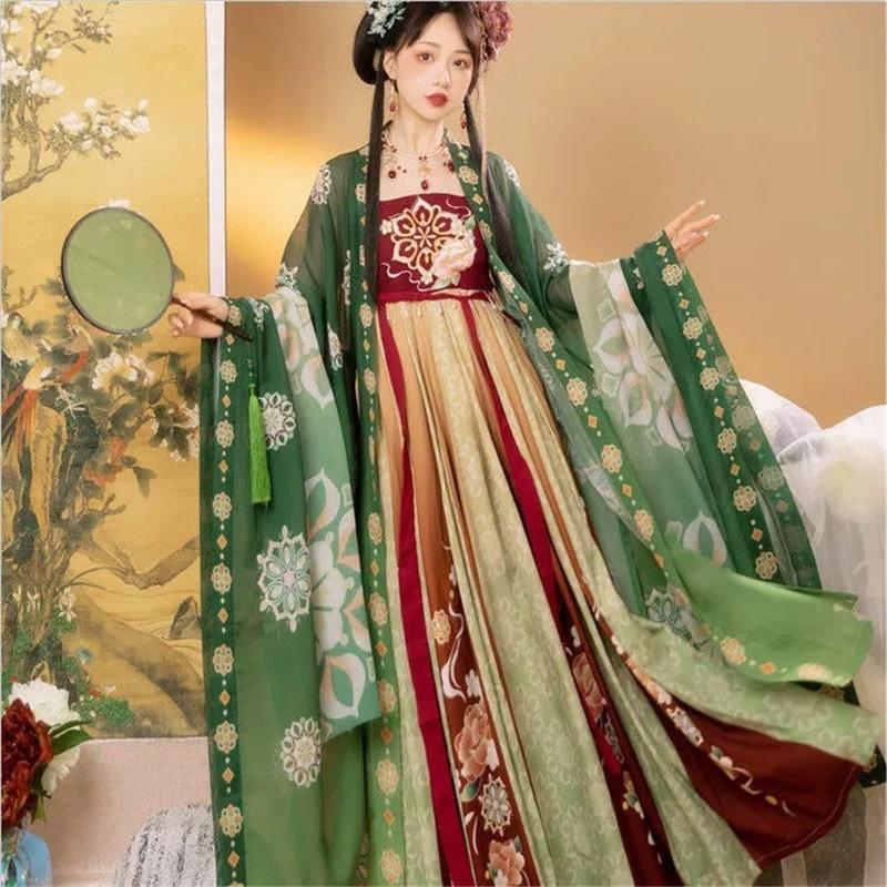 Large Size Chinese Tang Dynasty Style Hanfu For Women, Embroidered Waist Length Hanfu Skirt, Daily Set