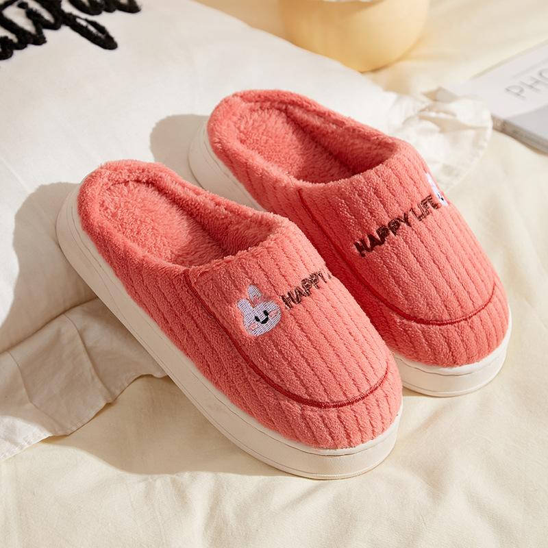 Shoes for Women Winter Home Women Slippers Furry Slippers Color Patchwork Cotton Slippers Female Indoor Non-slip Plush Slipper