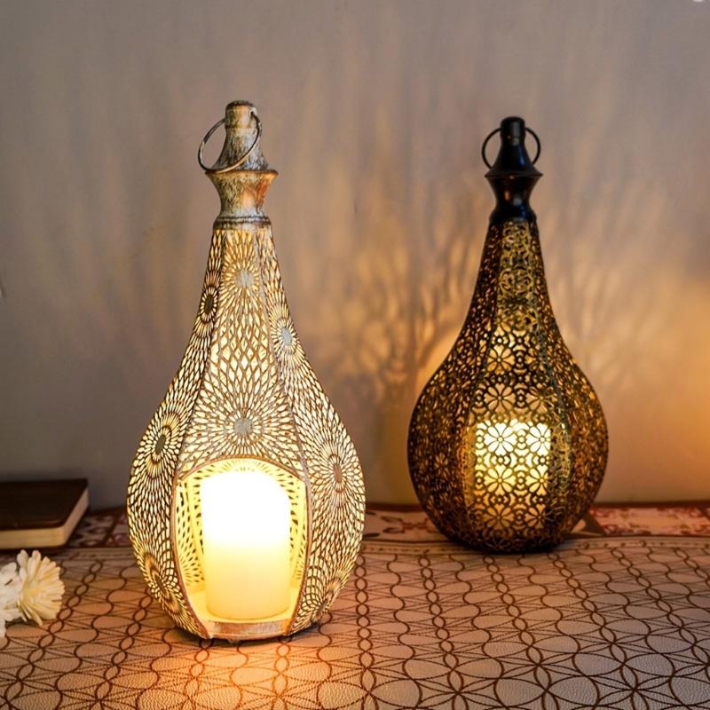 Eisenlaternen Kerzenhalter Schaffen bezaubernde Lichtmuster für Wohnatmosphären im Wohnzimmer