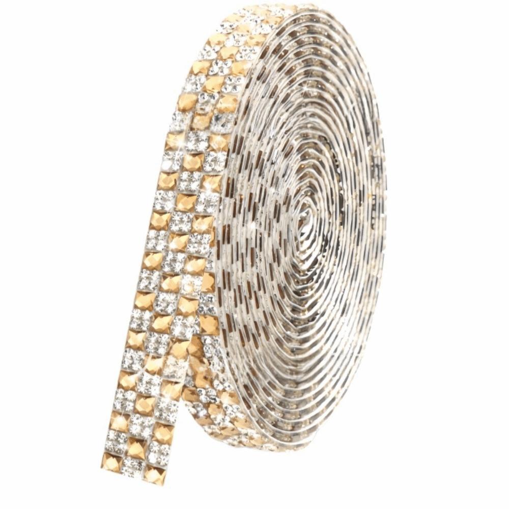 1Yard Self Adhesive Crystal Rhinestone Sticker 1.2cm Width Crystal Motif Diamond Ribbon Adhesive Diamond Multicolour