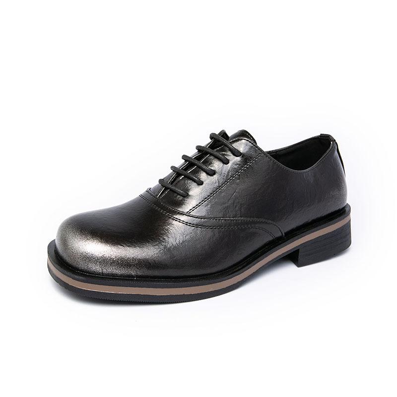 

New polished leather shoes pointed British style derby shoes casual business dress plus size groom wedding 46 срібний