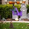 6 Foot Flying Witch Decoration, Halloween Props with Terrifying Sounds and Lights, Garden Lawn, Halloween Decoration Outdoor