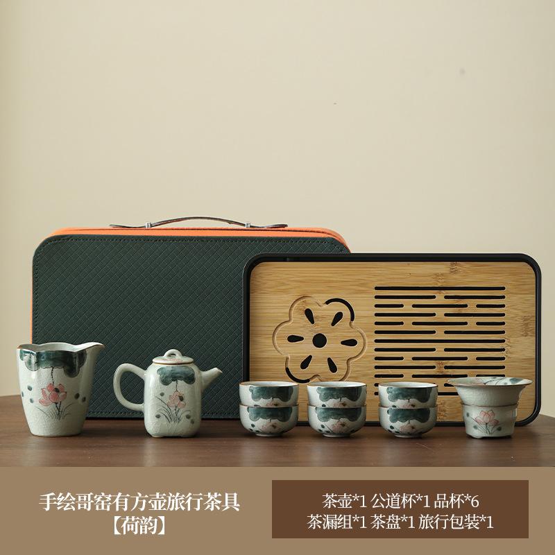 Ge Kiln Hand-Painted Kung Fu Tea Set, Household High-End Ceramic Teapot, Teacup Cover Bowl, Gift For Elders