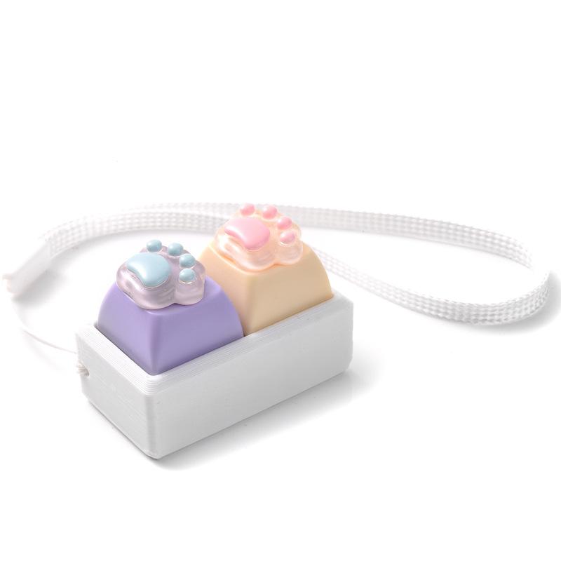 Cute Cat Paw Fidget Keycap Toy 2-Key Stress Relief Push Pop Keychain Portable Mini Keyboard Toy For Teens & Women