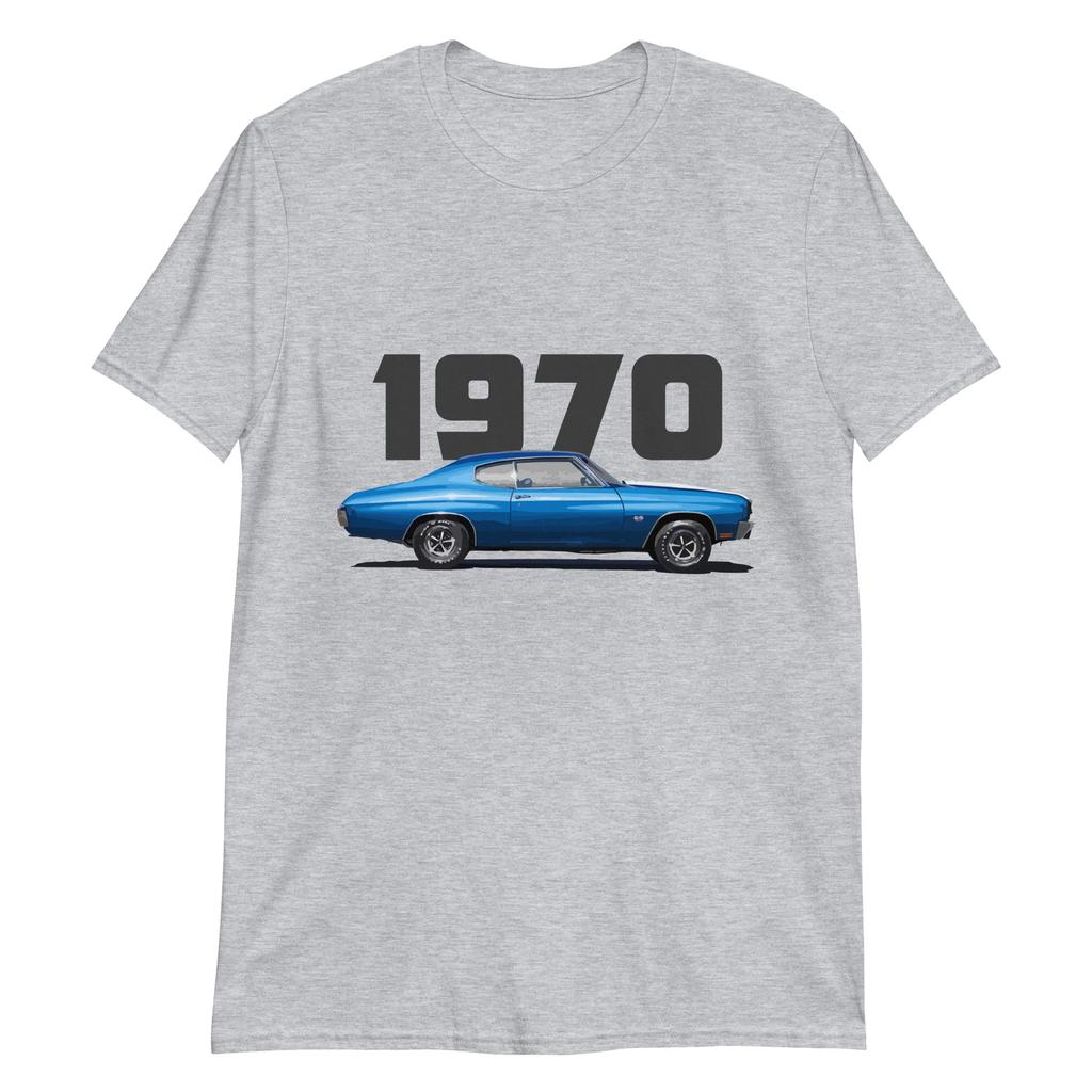 1970 Chevelle SS Blue Muscle Car Classic Cars Short-Sleeve Unisex T-Shirt