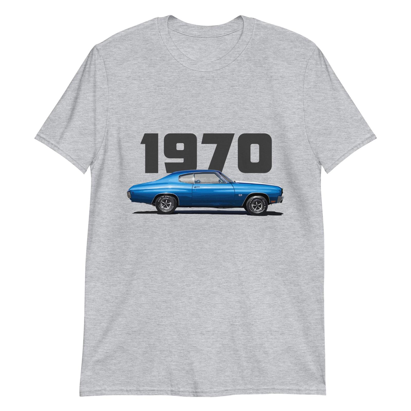 1970 Chevelle SS Blue Muscle Car Classic Cars Short-Sleeve Unisex T-Shirt 2XL