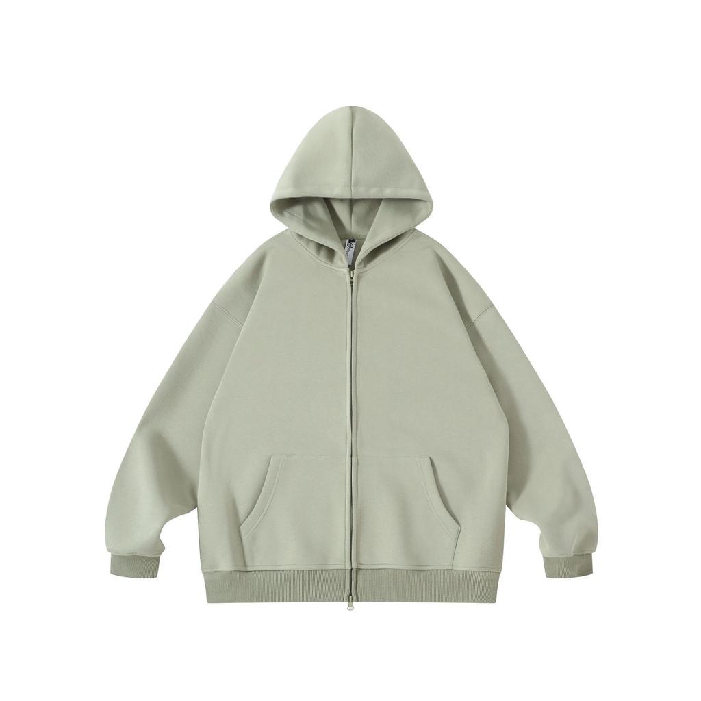 RUIIENRS X Ropucha 2026 Spring Autumn Solid Color Hooded Zip Up Sweatshirt for Men 