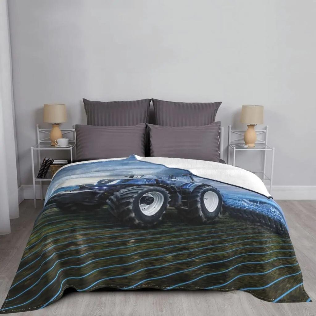 Cool Car Tractor Pattern Blanket Coral Fleece Plush Spring Autumn Portable Soft Throw Blankets for Sofa Couch Bedspreads