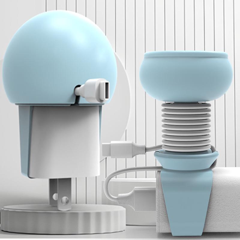 

Силиконовый органайзер для кабелей и защитный чехол для зарядных и дата-кабелей синий