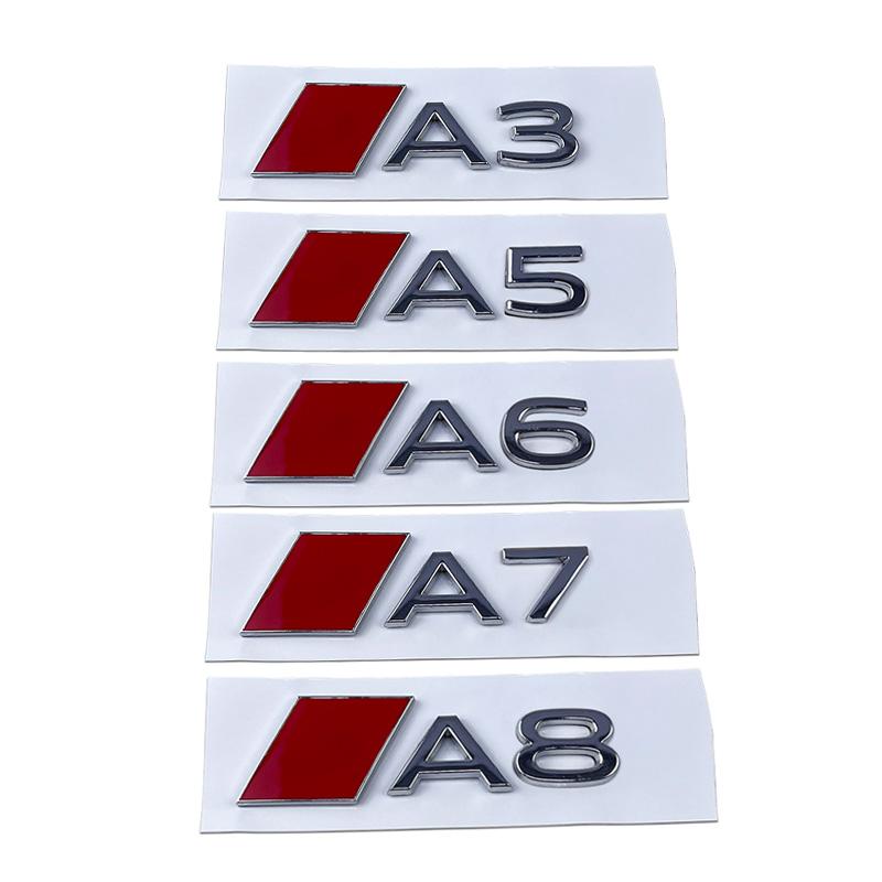 New Metal Car Trunk Emblem for S A3 A5 A6 A7 A8 Letter Stickers Rear Badge Body Side Decal Refitting Decoration Accessories