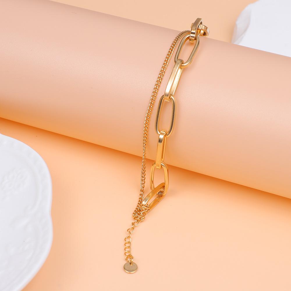 Titanium steel stainless steel retro fashion gold bracelet hot-selling niche simple Internet celebrity jewelry