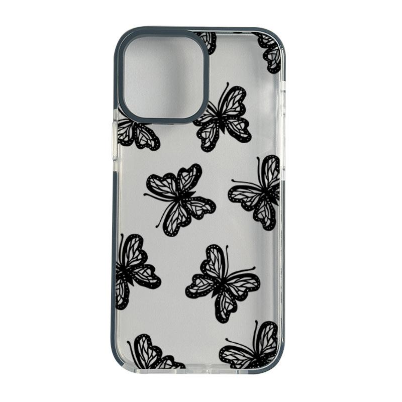 TK popular black butterfly mobile phone case iphone17 anti-drop tpu transparent case apple 16pro soft case protective case