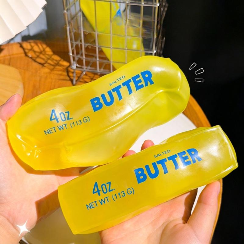 New Squishy Simulated Butter Squeeze Toy Funny Soft Stress Relief Slow Rising Sensory Fidget Relief Game Squeeze Prank Toy Gift