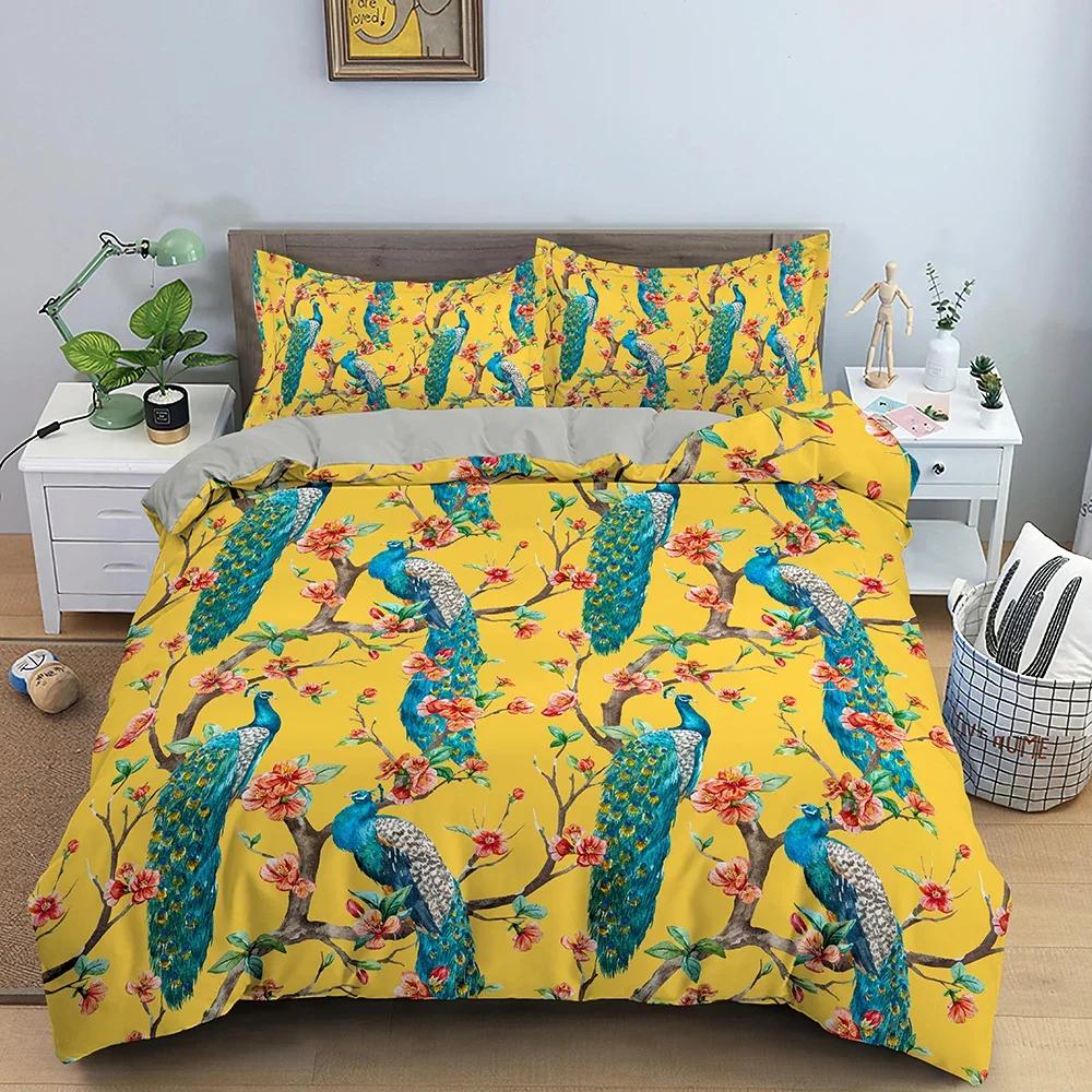 Colorful Feathers Pattern Cozy Bedding Set Single Twin Double Queen King Cal King Size Bed Linen Set